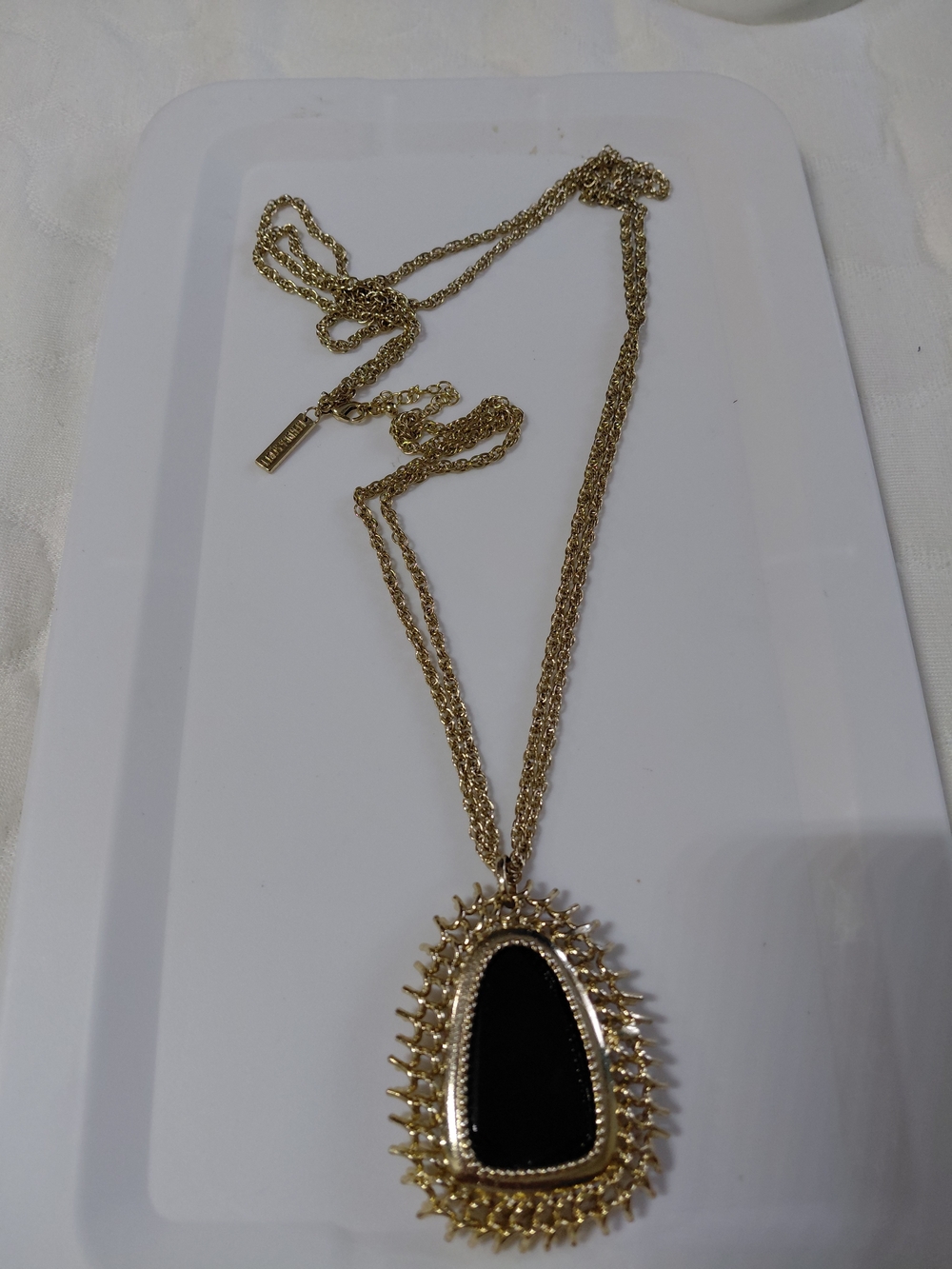 Gold-Tone Necklace with Black Pendant Kendra Scott